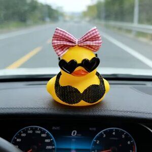 Sexy Little Yellow Duck Wearing Fashion Glasses Bikini Top & a Bow Headband